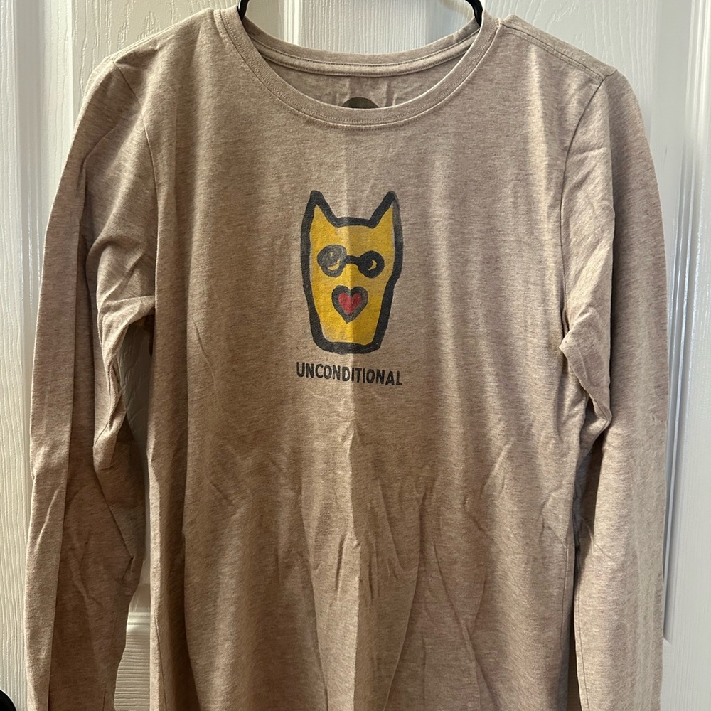 Light Brown Long Sleeve Tee with Graphic
